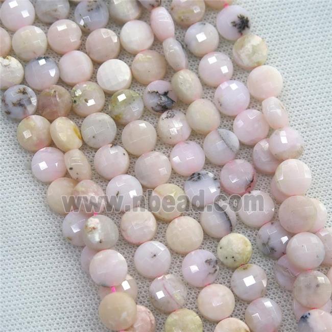 Pink Opal stone beads, faceted circle