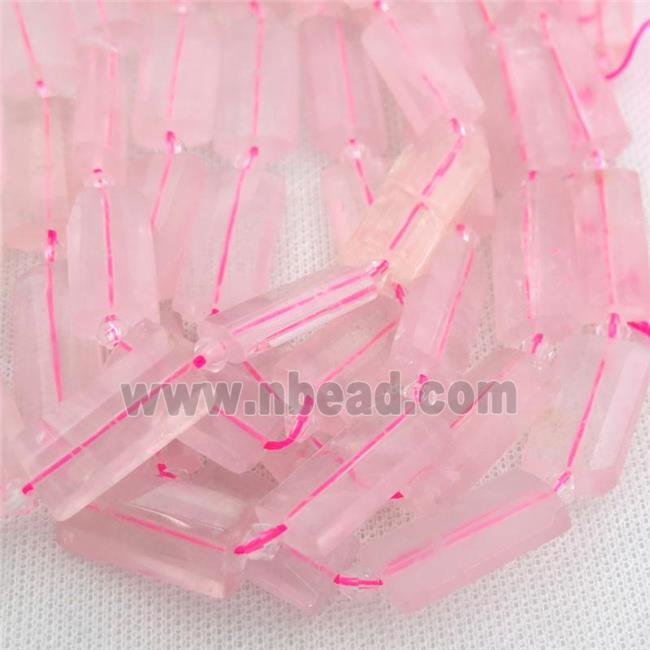 Rose Quartz Beads, faceted rectangle