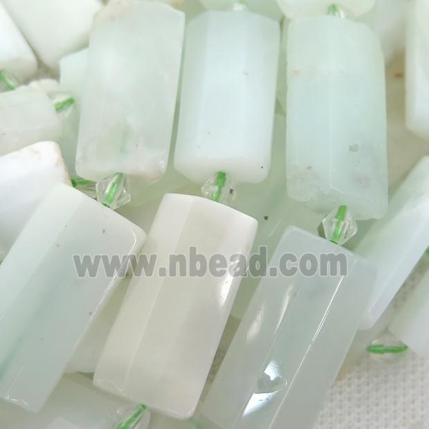 green Opal Stone Beads, faceted rectangle