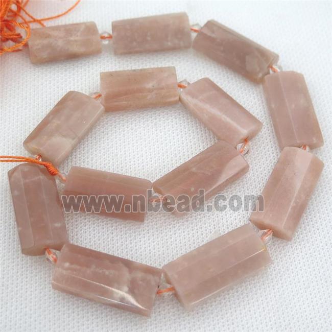 peach MoonStone Beads, faceted rectangle