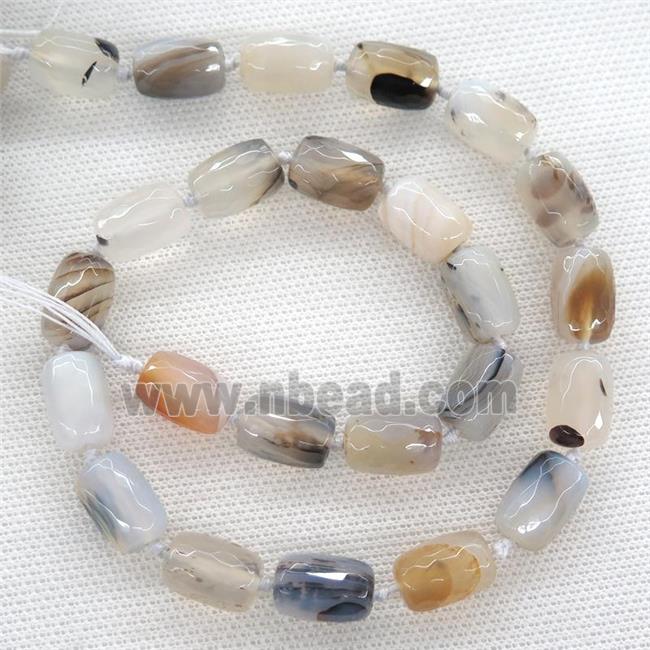 Heihua Agate Beads, faceted barrel