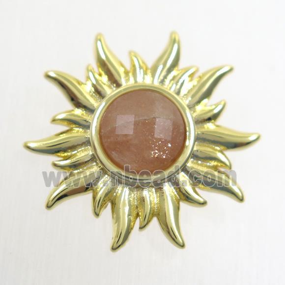 MoonStone sunflower pendant, gold plated