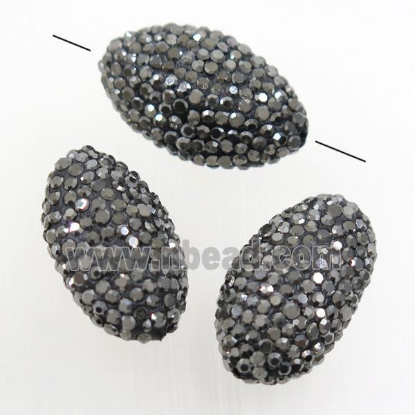 Resin oval beads pave rhinestone