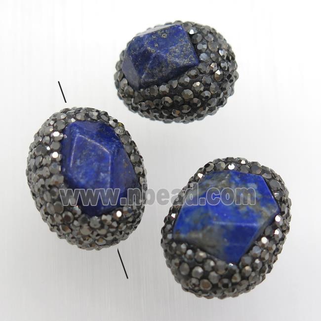 lapis lazuli bead paved rhinestone, faceted