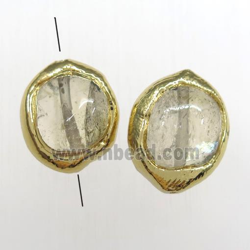 clear quartz beads, 24K gold plated