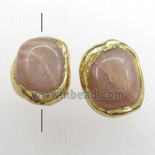 peach sunstone beads, 24K gold plated