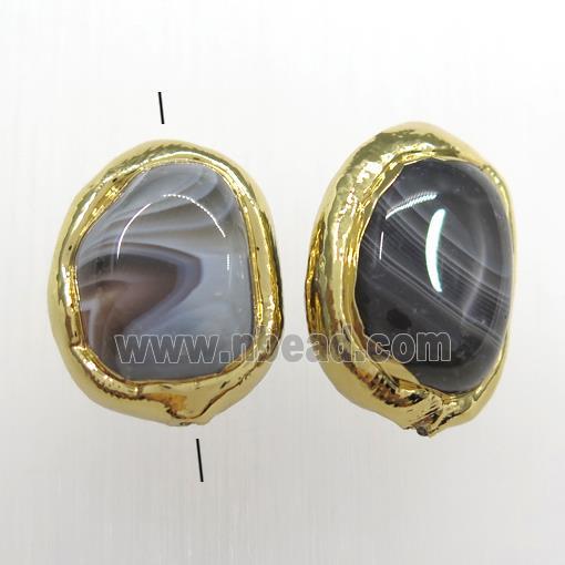 botswana agate beads, 24K gold plated