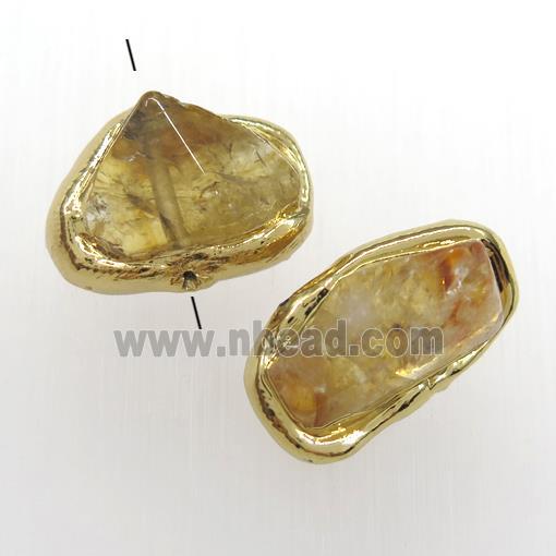 yellow citrine beads, 24K gold plated