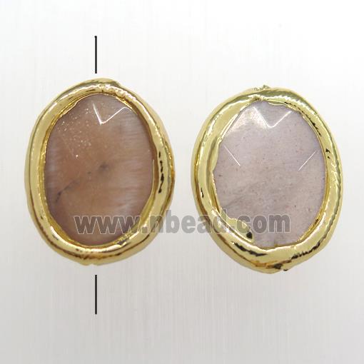 peach sunstone beads, 24K gold plated