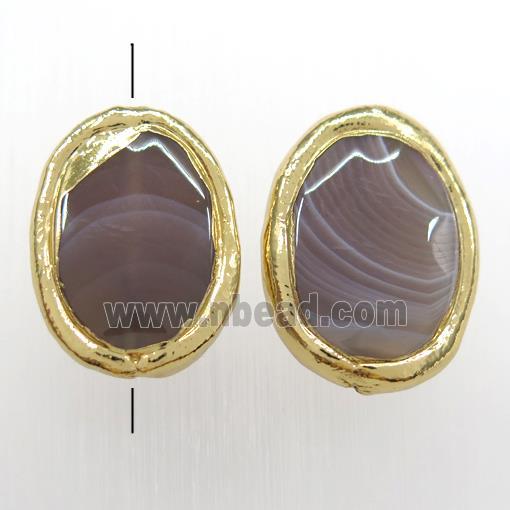 botswana agate beads, 24K gold plated