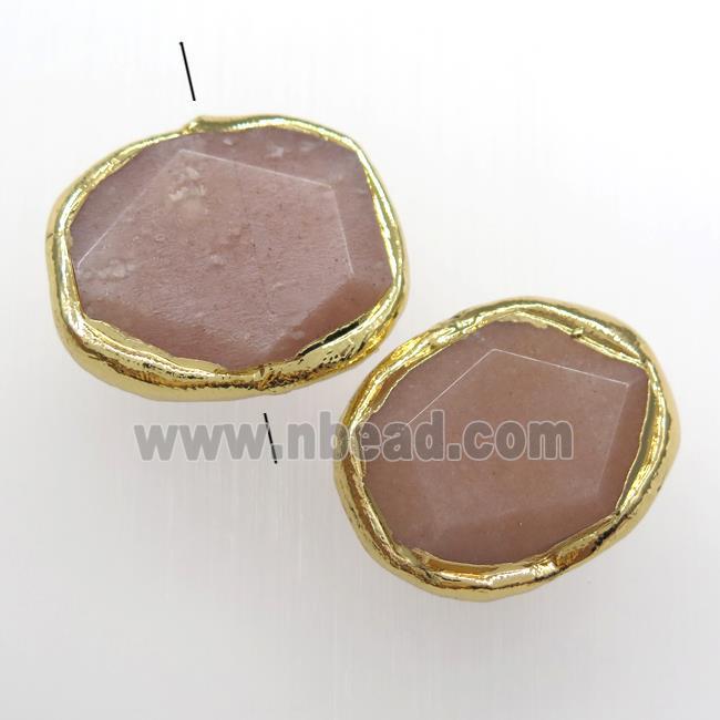peach sunstone beads, 24K gold plated