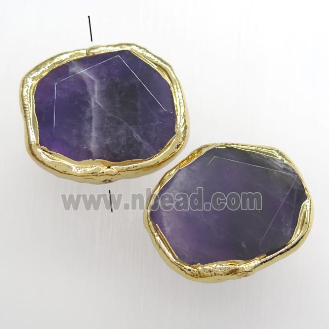 purple Amethyst beads, 24K gold plated