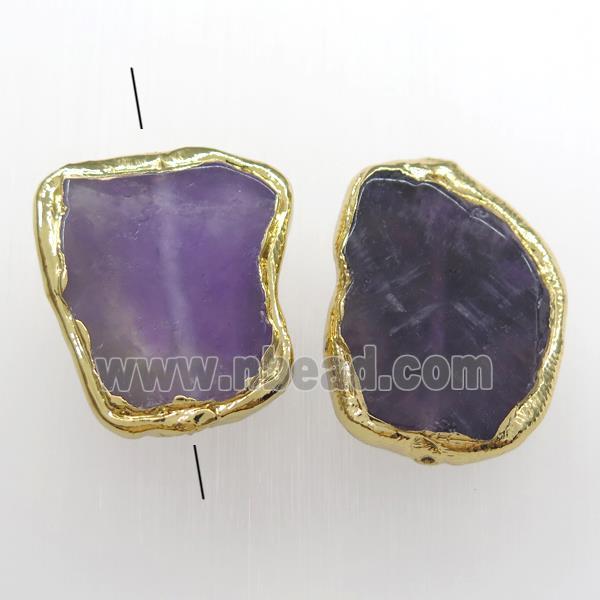 purple Amethyst beads, 24K gold plated