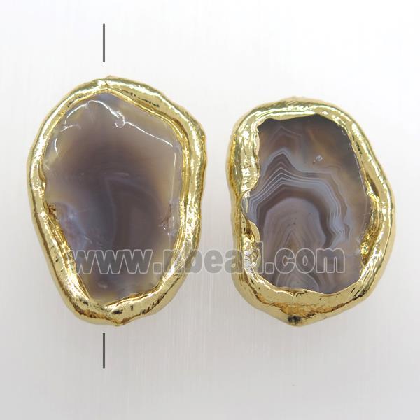 botswana agate beads, 24K gold plated