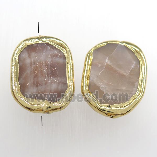 peach sunstone beads, 24K gold plated