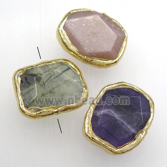 mix gemstone beads, 24K gold plated