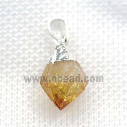 citrin pendants, teardrop, silver plated
