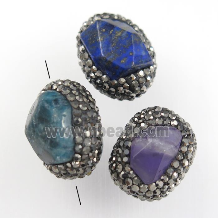mixed gemstone bead paved rhinestone