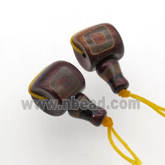 Tibetan Agate Guru Beads, 3holes