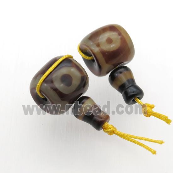 Tibetan Agate Guru Beads, 3holes