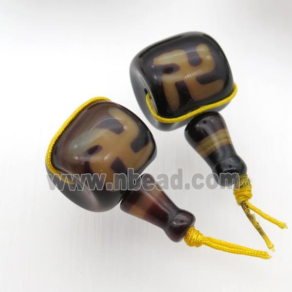 Tibetan Agate Guru Beads, 3holes