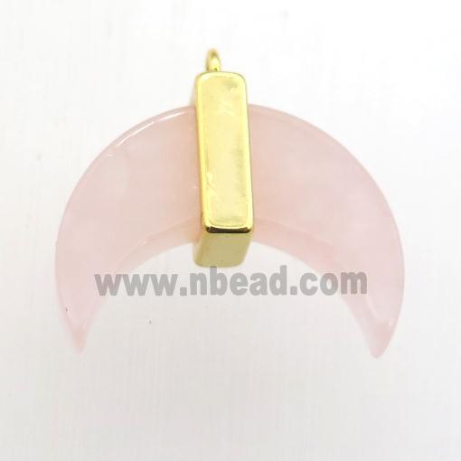 Rose Quartz crescent moon pendant