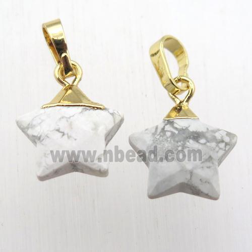 white Howlite Turquoise star pendant, gold plated