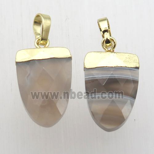 Botswana Agate Tongue Pendant Gold Plated