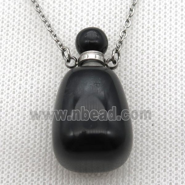 black Onyx Agate perfume bottle Necklace