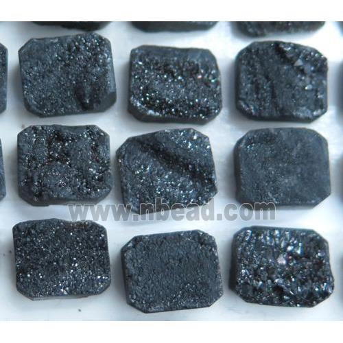 druzy quartz cabochon, rectangle