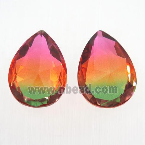synthetical multicolor Tourmaline cabochon, no hole, teardrop