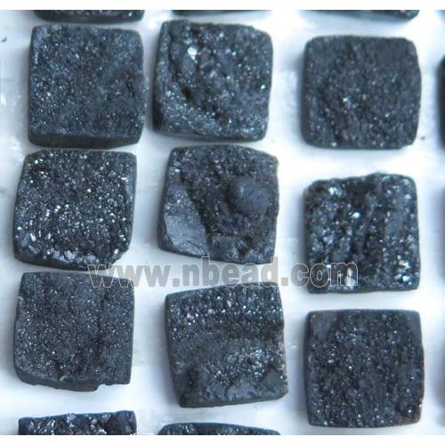 druzy quartz cabochon, square