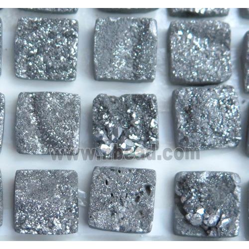 druzy quartz cabochon, square