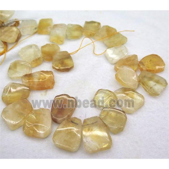 Citrine collar beads, yellow, teardrop, top drilled