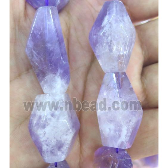 Amethyst beads, faceted freeform, purple