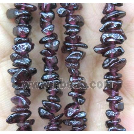 red garnet chip beads, freeform