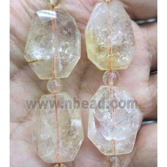 yellow citrine beads, faceted freeform