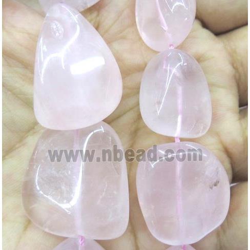 rose quartz bead, nugget, freeform
