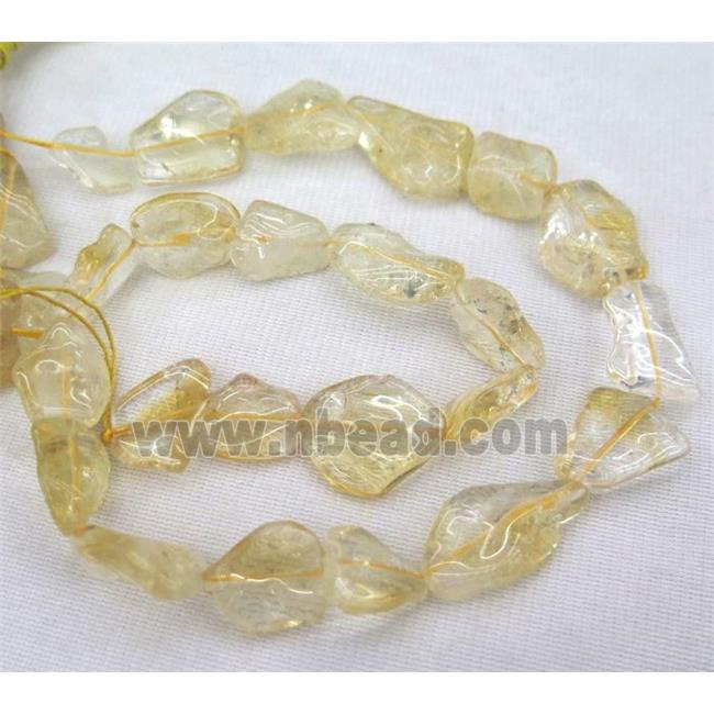 citrine bead, freeform, yellow