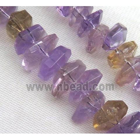 Ametrine beads, faceted freeform, purple