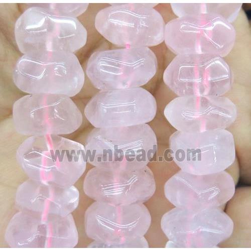 pink quartz bead, faceted rondelle