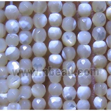 shell bead, faceted round