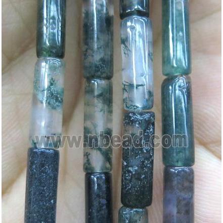 Green Moss Agate tube beads