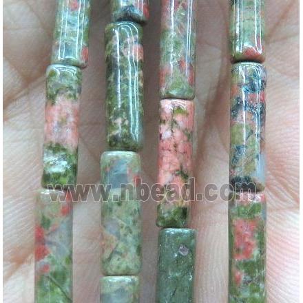 green Unakite tube beads