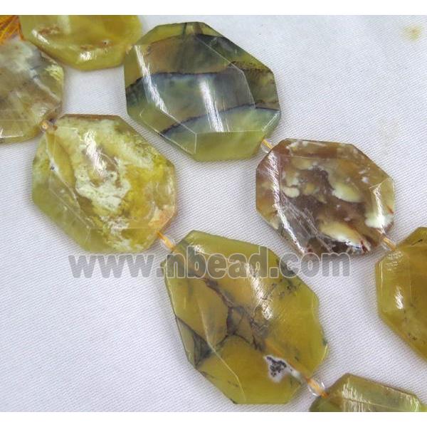 yellow opal jasper slice beads, faceted freeform