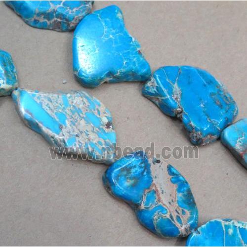 Sea Sediment Jasper bead, slice, freeform, blue