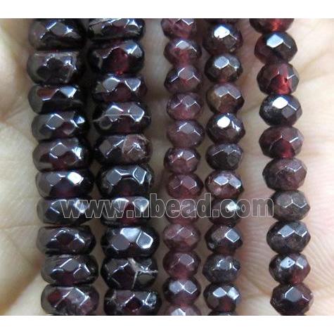 red Garnet bead, faceted rondelle