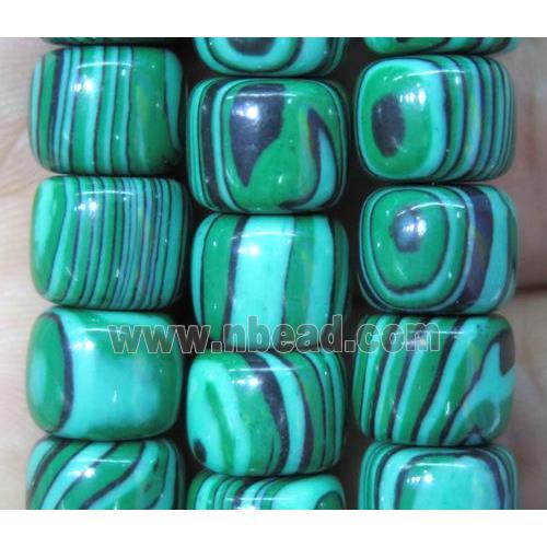 Synthetic Malachite Beads Green Barrel