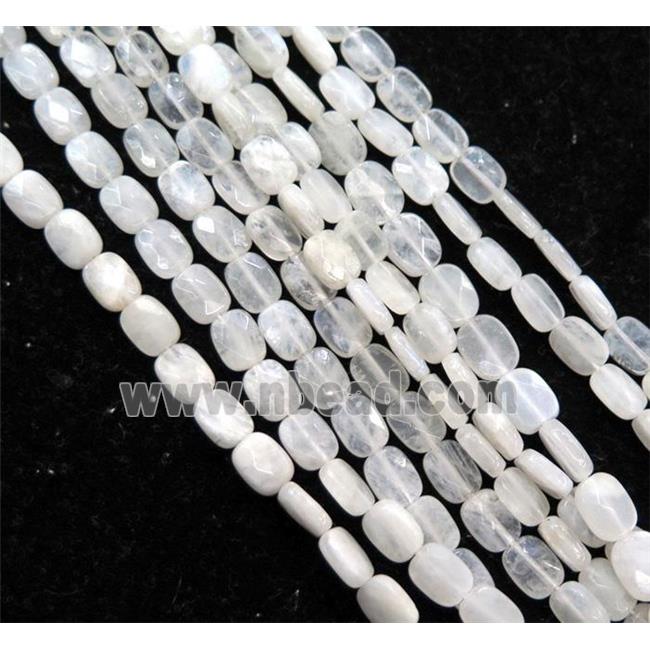 white MoonStone bead, faceted rectangle