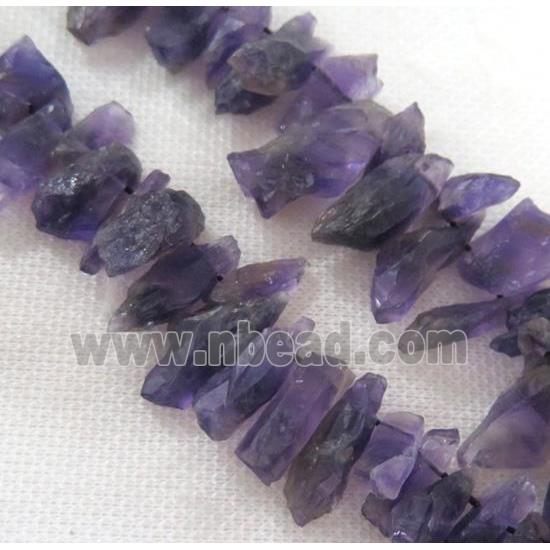 Amethyst chip bead, freeform, purple
